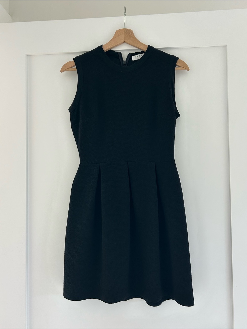 Sandro Black Sleeveless Pleated Mini Dress